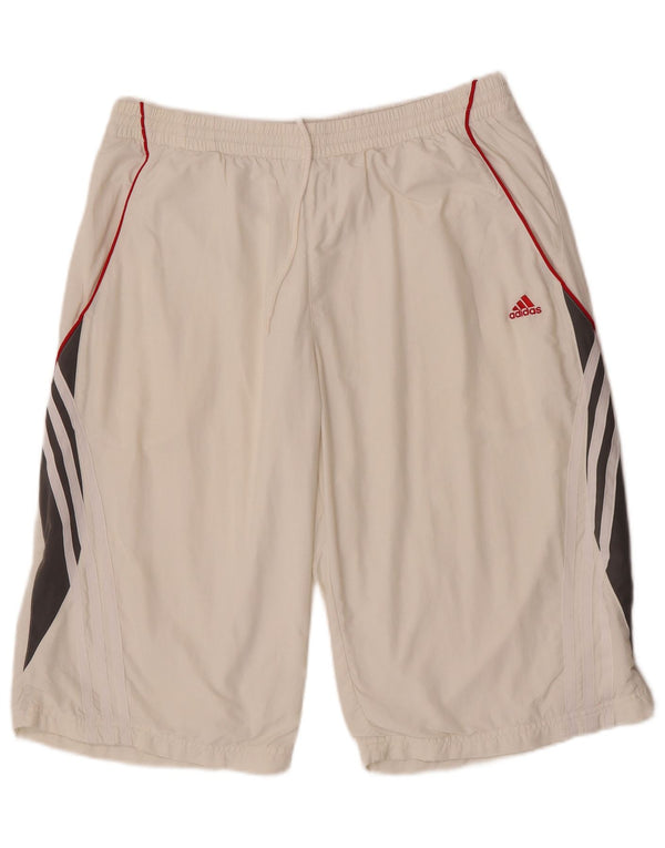 Pantaloncini sportivi Adidas Climalite da uomo, grandi, in poliestere color block bianco