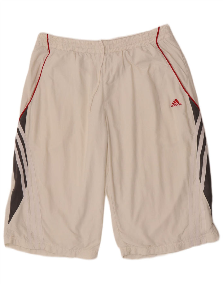 Pantaloncini sportivi Adidas Climalite da uomo, grandi, in poliestere color block bianco