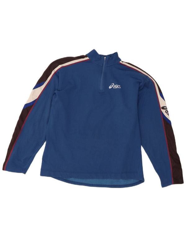 Asics - Top da tuta da donna con zip e collo, pullover, taglia UK 14, colore blu medio