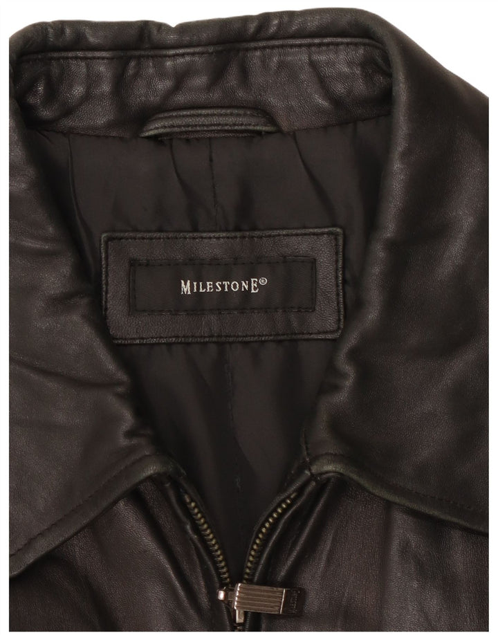 Giacca in pelle da uomo Milestone EU 56 3XL Pelle nera