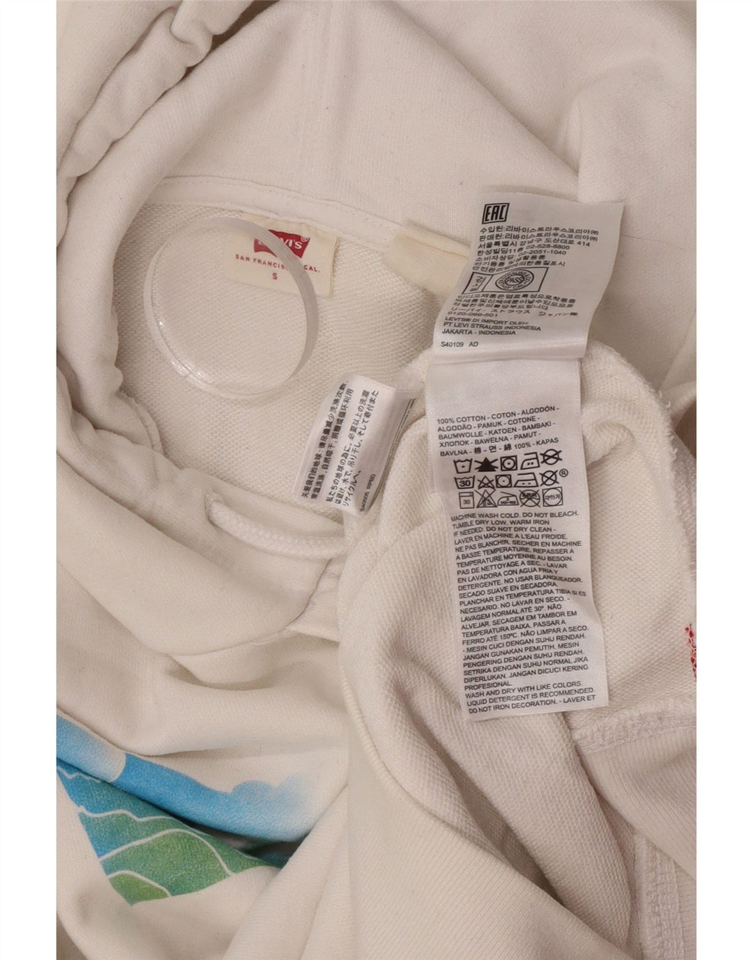 Maglione con cappuccio grafico da uomo Levi's piccolo in cotone bianco