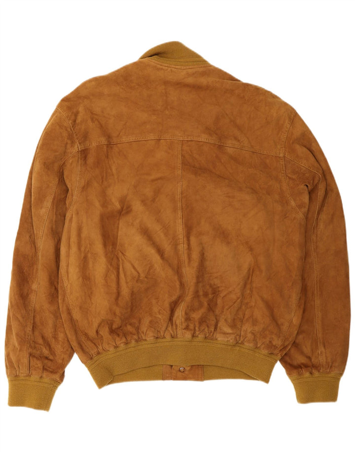 Giacca vintage in pelle scamosciata da uomo UK 40 grande in pelle marrone