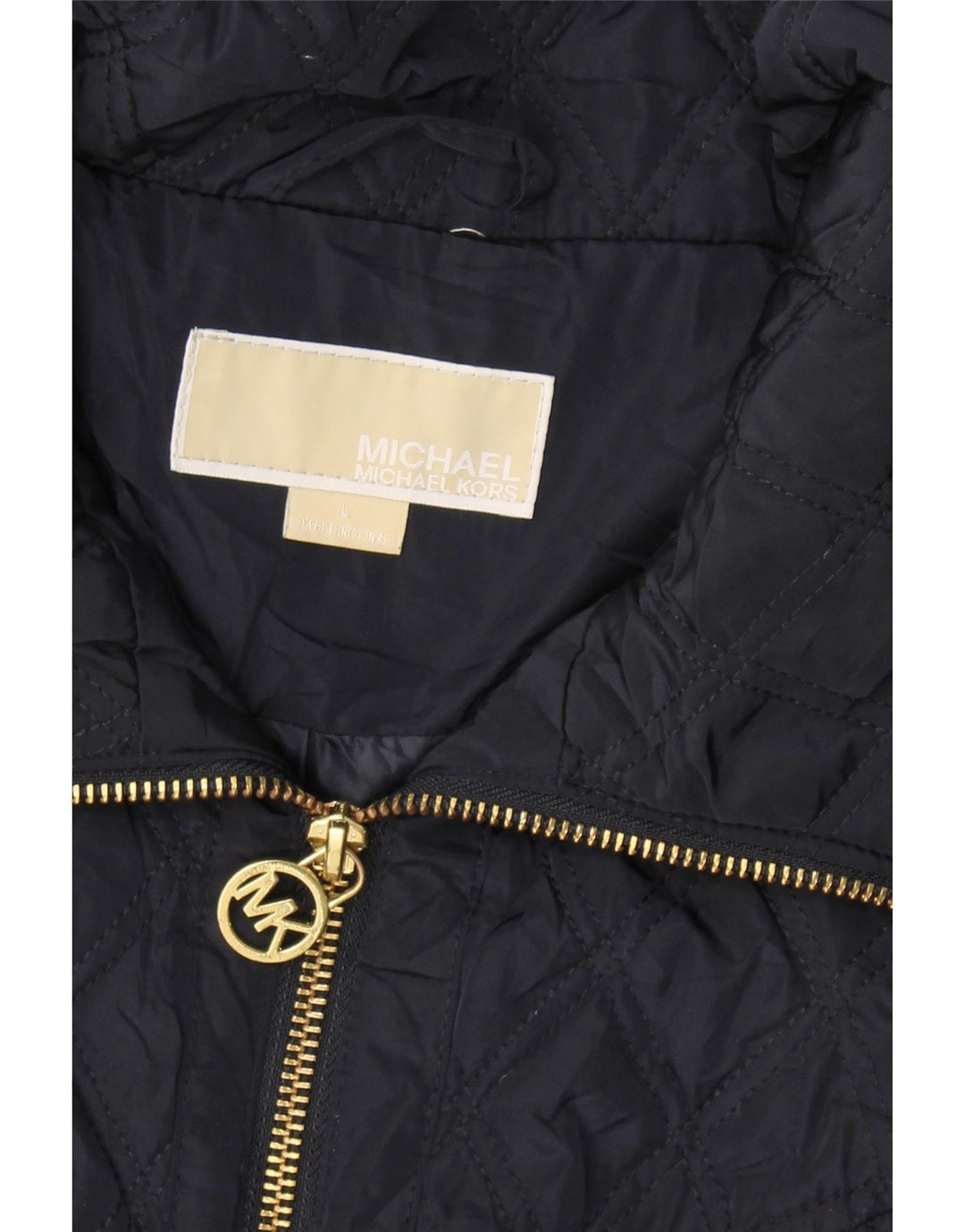 MICHAEL KORS Womens Quilted Jacket UK 16 Large Navy Blue Polyester Vintage Michael Kors and Second-Hand Michael Kors from Messina Hembry 
