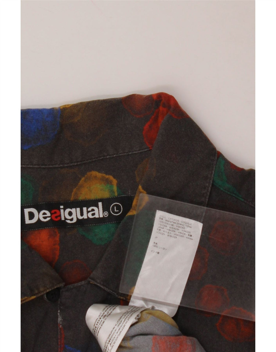 DESIGUAL Camicia a maniche corte da uomo grande in viscosa maculata nera
