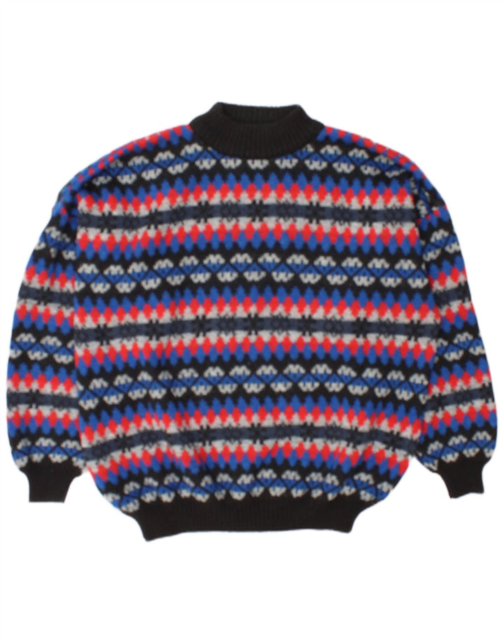 Maglione vintage da uomo con collo dolcevita 2XL Fair Isle multicolore