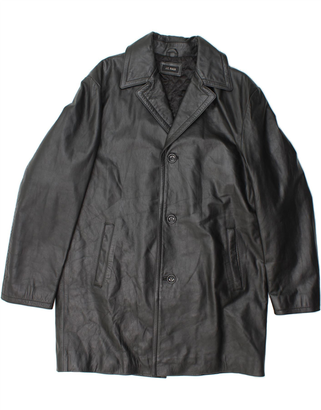 J.C. RAGS Mens Leather Coat UK 38 Medium Black Leather Vintage J.C. RAGS and Second-Hand J.C. RAGS from Messina Hembry 
