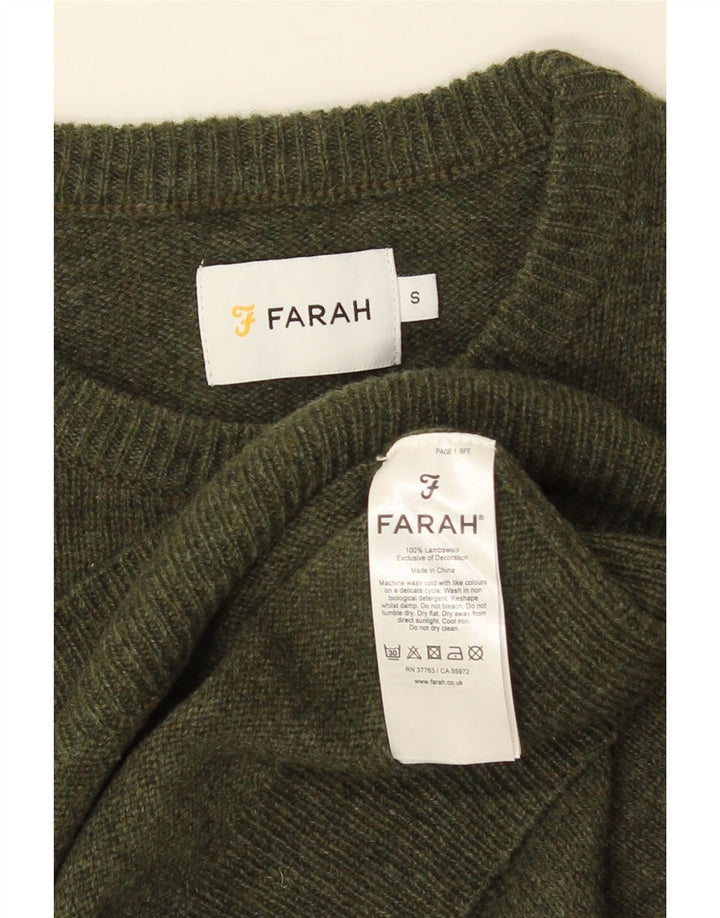 FARAH Maglione girocollo da uomo maglione piccolo verde lana d'agnello