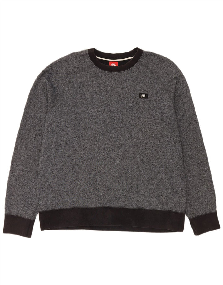 Felpa da uomo NIKE maglione XL in cotone color block grigio