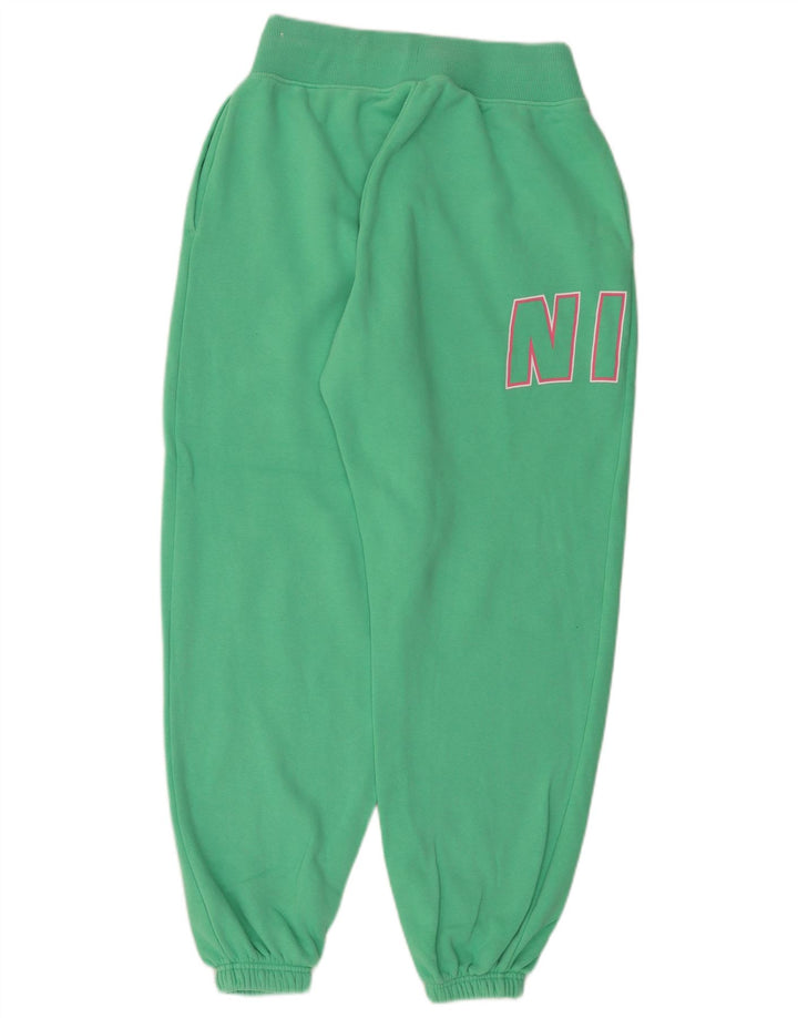 NIKE Pantaloni da tuta con grafica da donna Joggers UK 10 Small Verde Cotone