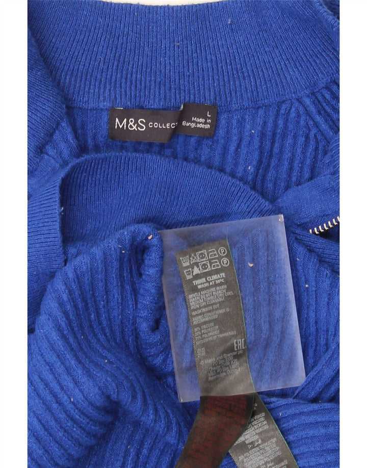 Maglione da donna Marks & Spencer con zip e collo UK 16 grande viscosa blu