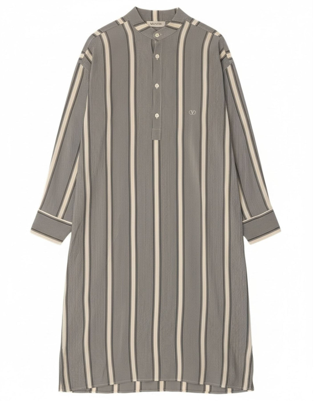 Abito camicia pullover a maniche lunghe da donna Valentino IT 52 2XL Grigio a righe