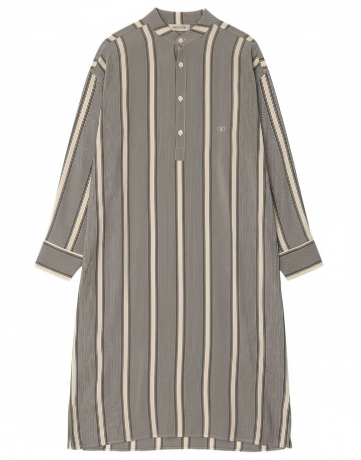 Abito camicia pullover a maniche lunghe da donna Valentino IT 52 2XL Grigio a righe