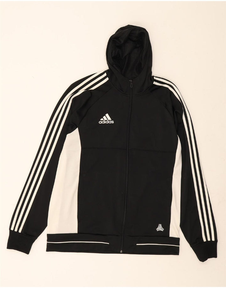 ADIDAS Mens Zip Hoodie Sweater Medium Black Colourblock Polyester Vintage Adidas and Second-Hand Adidas from Messina Hembry 