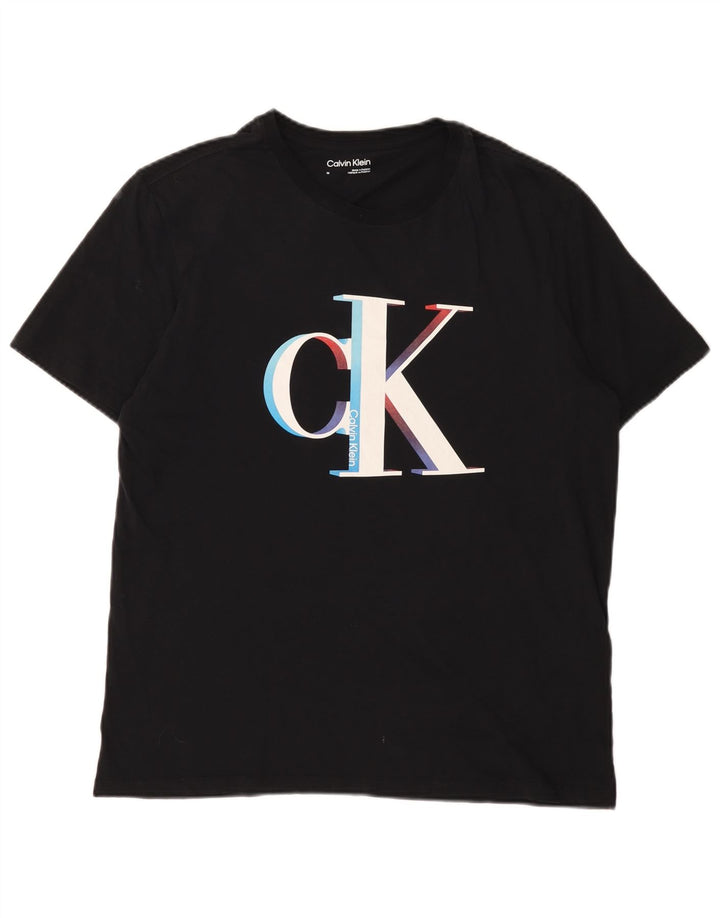 T-shirt grafica da uomo Calvin Klein Top in cotone nero medio