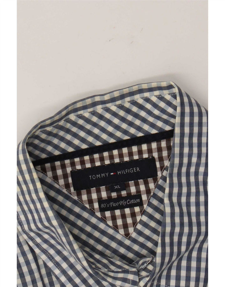 Camicia da uomo Tommy Hilfiger XL in cotone a quadretti blu