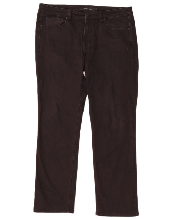 Jeans dritti da donna Calvin Klein US 12 Large W34 L30 cotone nero