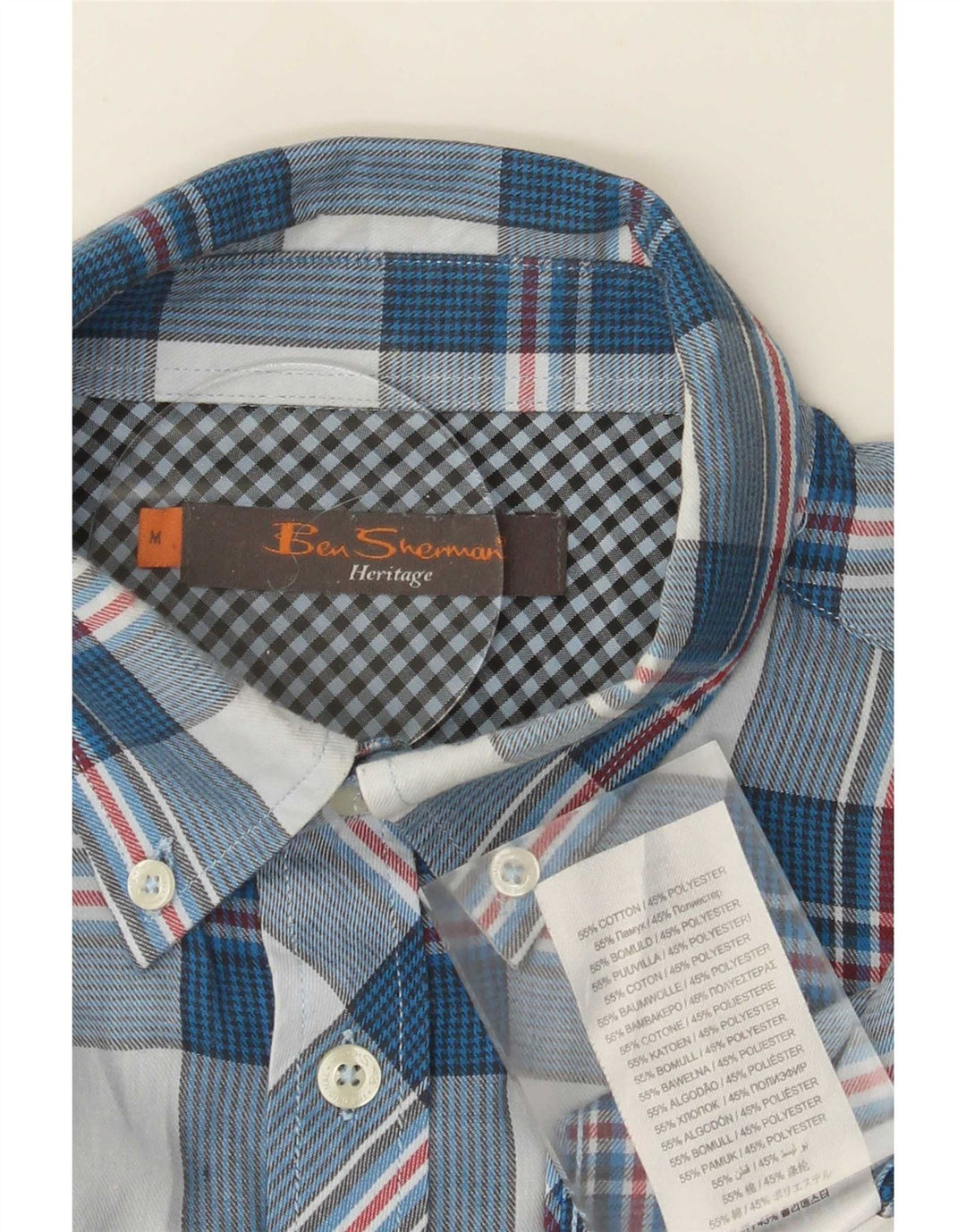Camicia da uomo Ben Sherman in cotone a quadri blu medio