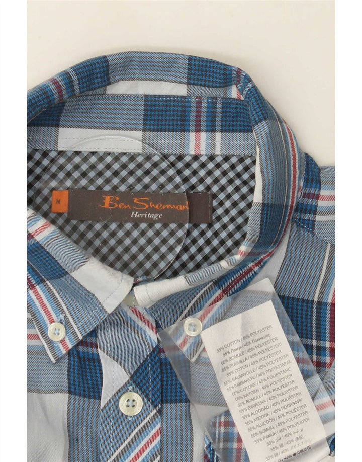 Camicia da uomo Ben Sherman in cotone a quadri blu medio