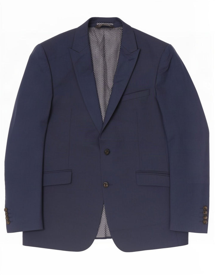 Giacca blazer a 2 bottoni da uomo Marks & Spencer UK 42 grande poliestere blu navy