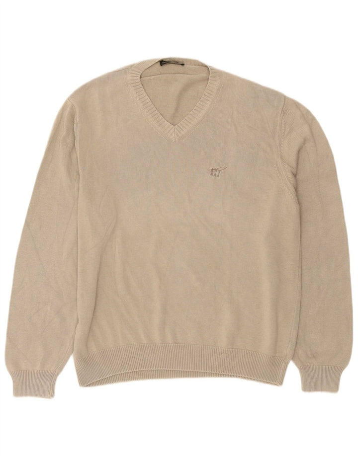 Maglione da uomo con scollo a V Henry Cottons grande cotone beige