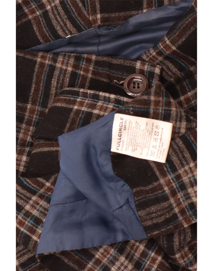 Giacca bomber da donna vintage UK 10 piccola lana scozzese marrone