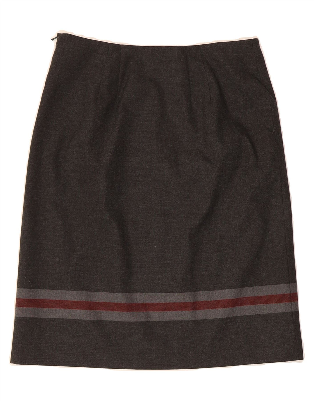 MINUET Womens Straight Skirt UK 8 Small W28  Grey Striped Polyester Vintage Minuet and Second-Hand Minuet from Messina Hembry 