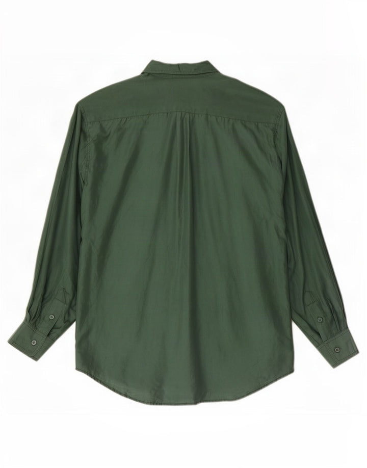 Camicia vintage da uomo ampia vestibilità piccola in seta verde