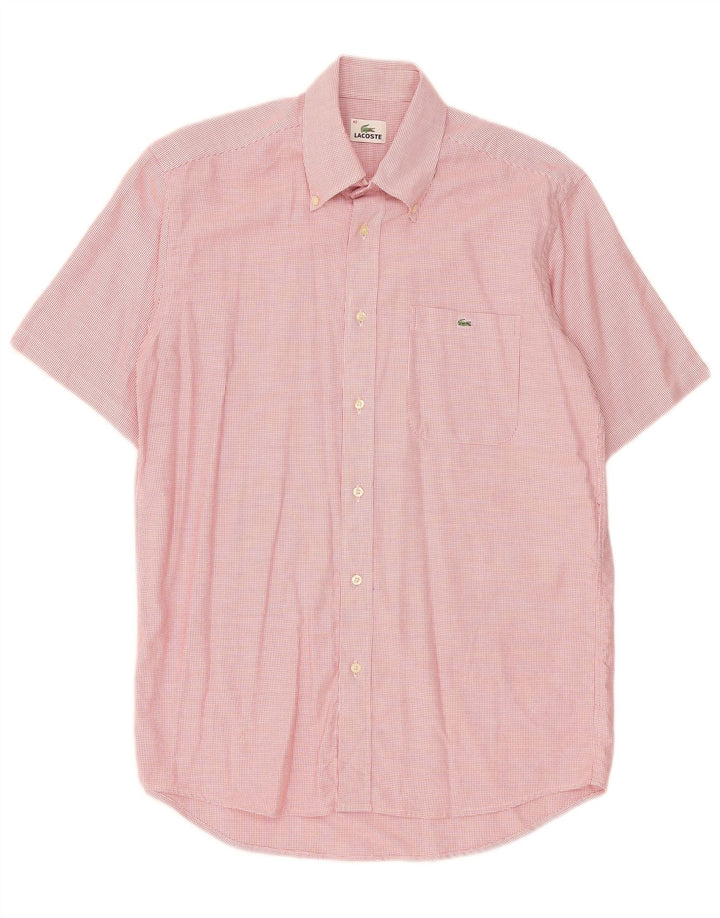 Camicia a maniche corte da uomo Lacoste taglia 40 cotone medio a quadri rossi