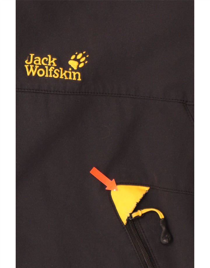JACK WOLFSKIN Giacca a vento con cappuccio da uomo UK 44/46 XL Nero Poliammide
