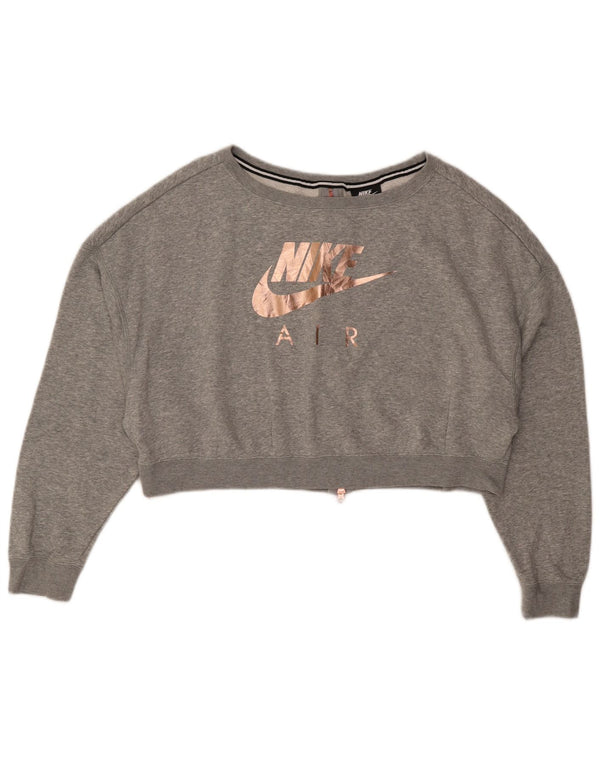 Felpa oversize con grafica corta Nike da donna UK 16 grande grigio