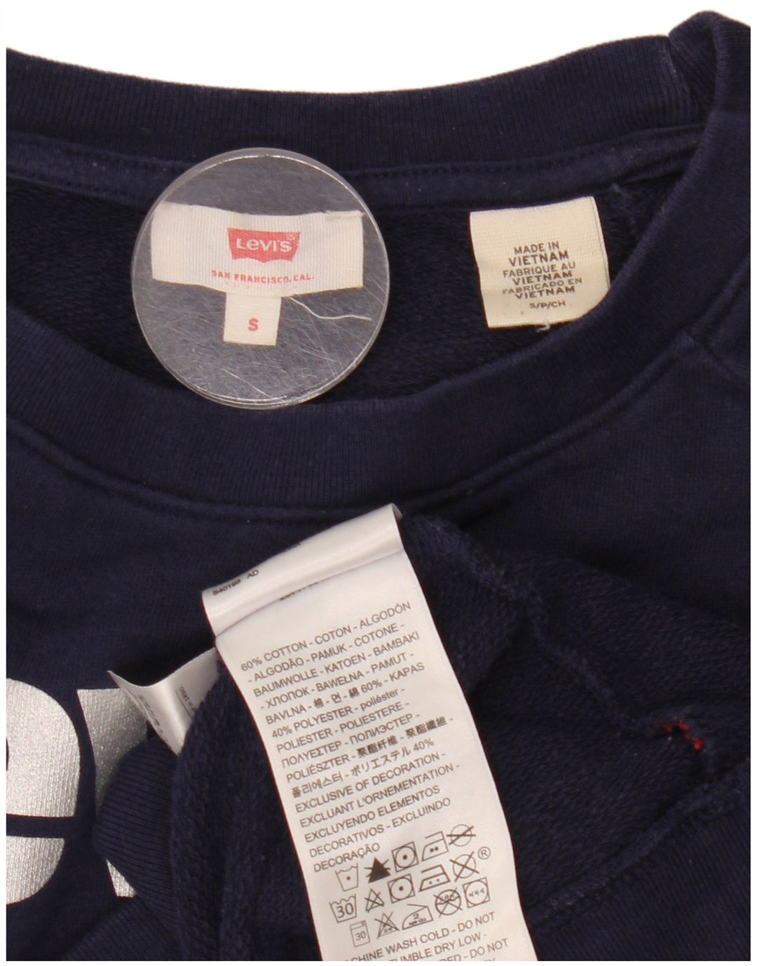 Levi's Donna Felpa Oversize con Grafica Maglione UK 10 Small Blu Navy
