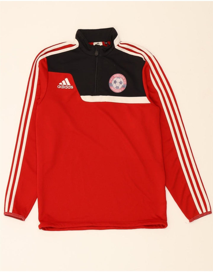 ADIDAS Mens Graphic Zip Neck Pullover Tracksuit Top Small Red Colourblock Vintage Adidas and Second-Hand Adidas from Messina Hembry 