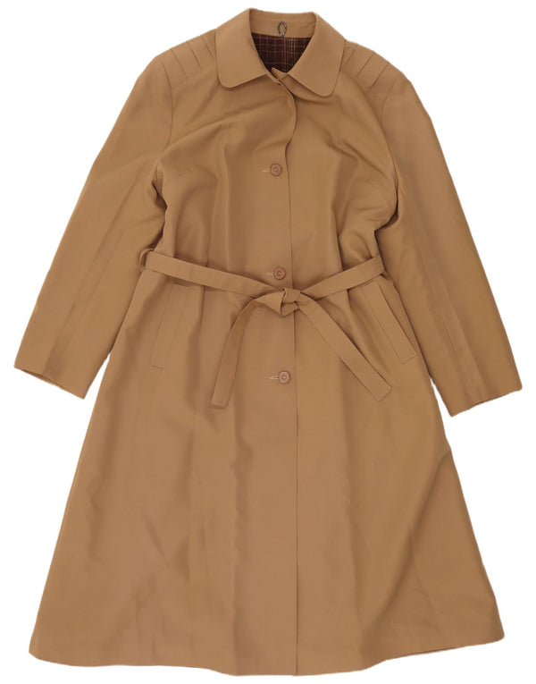 Trench vintage da donna UK 14 classico in poliestere marrone medio