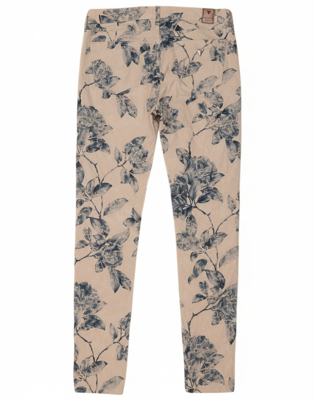 GUESS Womens Slim Casual Trousers W29 L31 Off White Floral Polyester