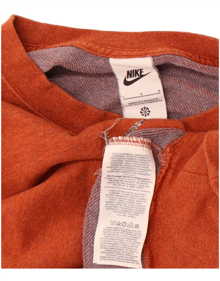 NIKE Felpa corta oversize da donna, maglione UK 16 grande cotone arancione