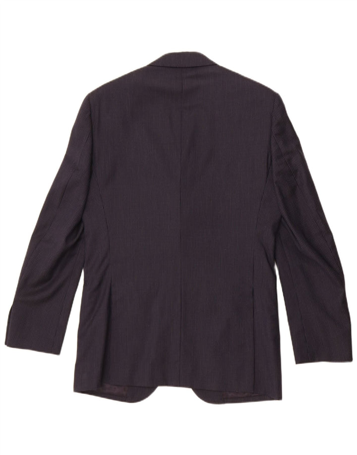 Giacca blazer da uomo a 3 bottoni Boggi IT 46 piccola in lana gessata blu navy