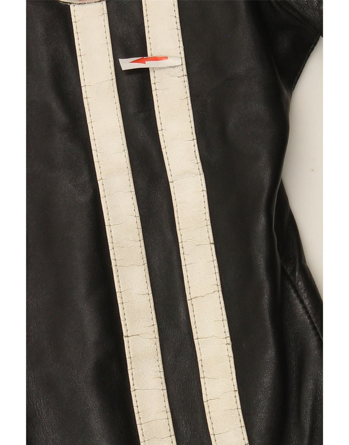 Giacca in pelle da donna BRIXTON UK 10 piccola in pelle nera color block