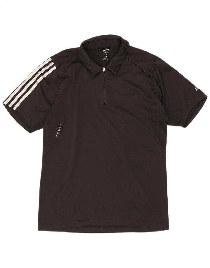 Polo Adidas da uomo media sportiva in poliestere nero