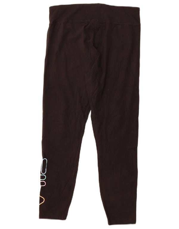 Leggings corti con grafica da donna Fila UK 14 grande cotone nero