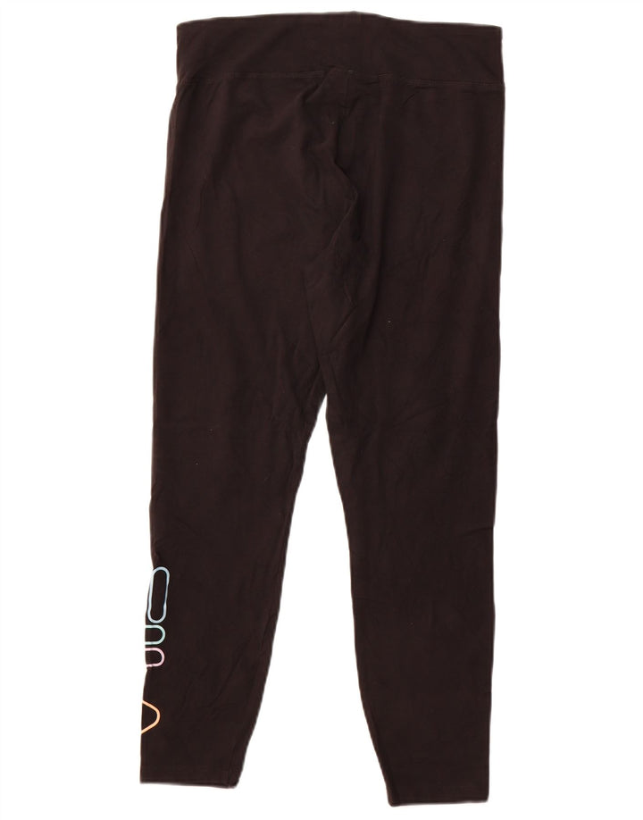 Leggings corti con grafica da donna Fila UK 14 grande cotone nero