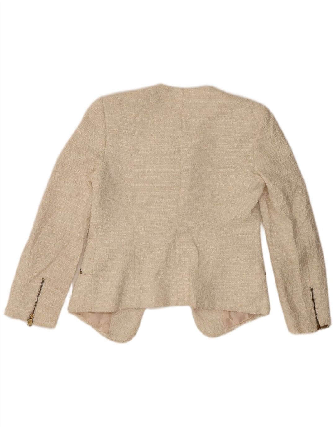 Giacca blazer aperta da donna Zara UK 10 piccola in poliacrilico bianco sporco