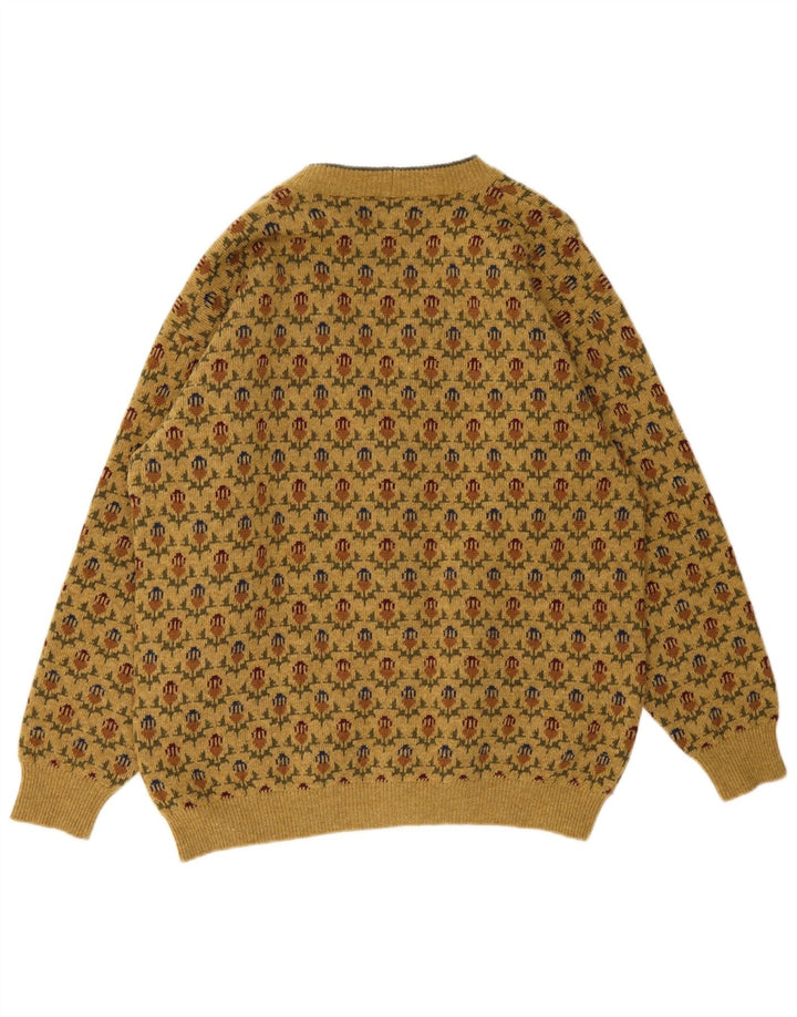 Maglione cardigan da uomo Gerani grande lana floreale beige