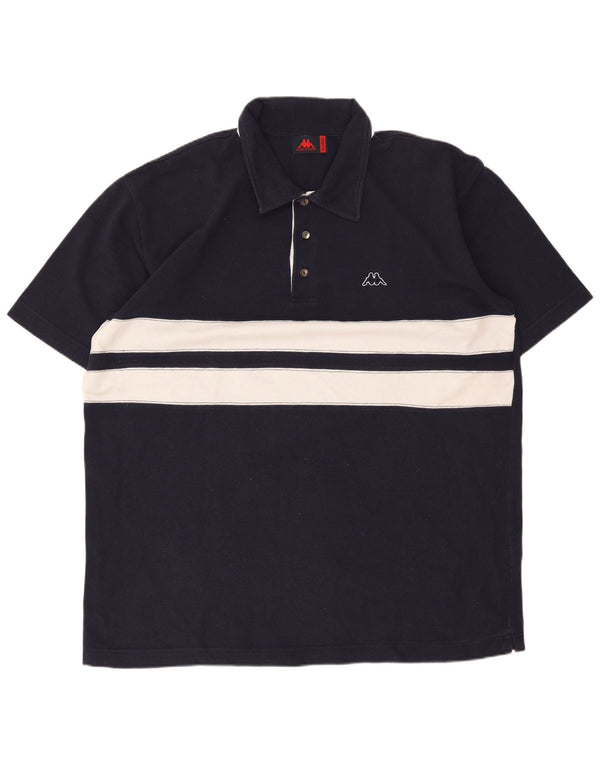 Polo Kappa da uomo XL in cotone color block blu navy