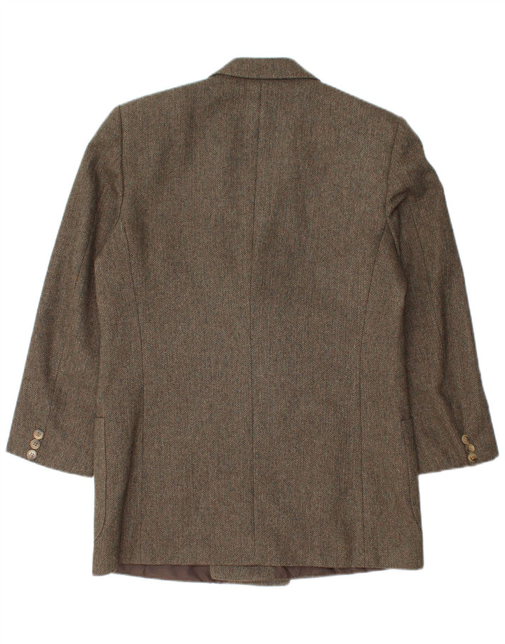 Giacca blazer doppiopetto vintage da uomo IT 48 verde medio a spina di pesce