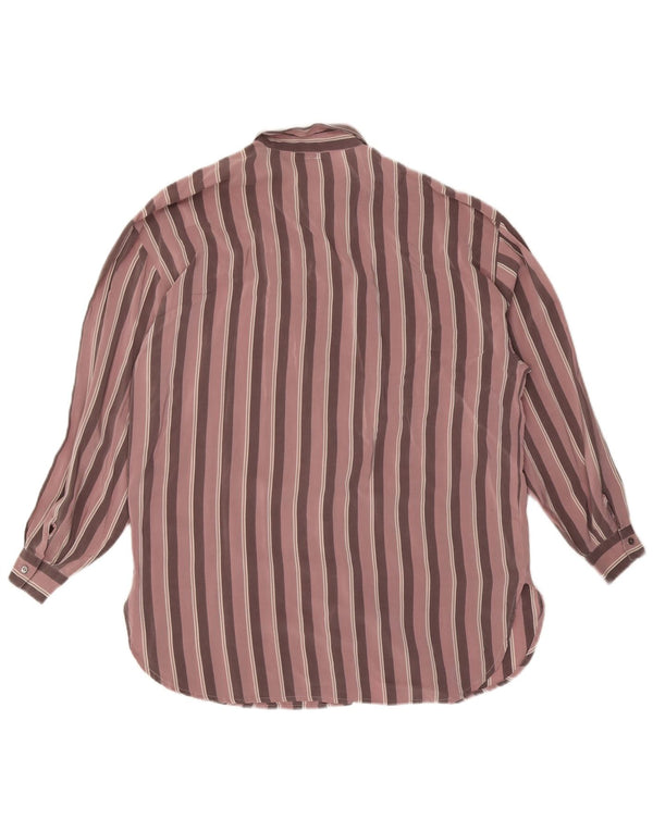 Camicetta da donna VINTAGE UK 14 Seta a righe grandi rosa