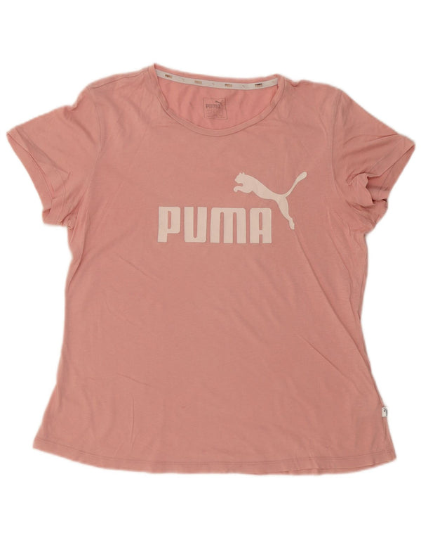 Puma T-shirt grafica da donna Top UK 16 Large Rosa Cotone