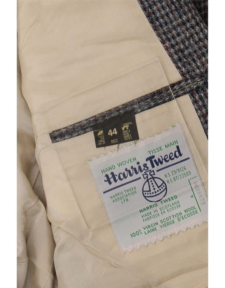 Giacca blazer da uomo dalla vestibilità regolare Harris Tweed taglia 44 grande pied de poule blu