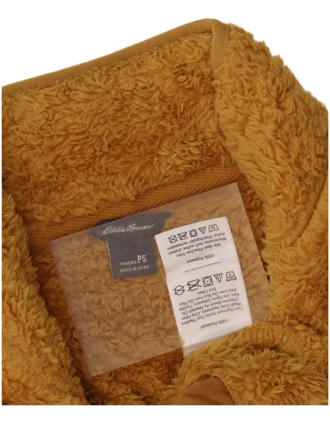 Maglione in pile da donna con collo con zip Eddie Bauer UK 10 piccolo poliestere giallo