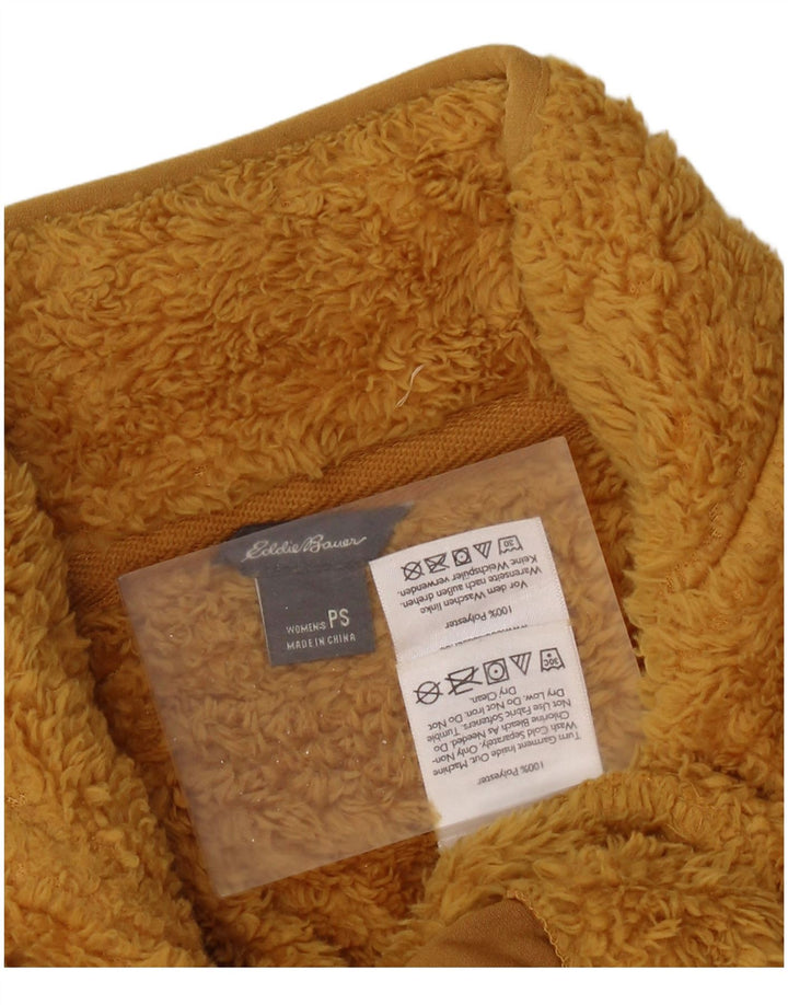 Maglione in pile da donna con collo con zip Eddie Bauer UK 10 piccolo poliestere giallo