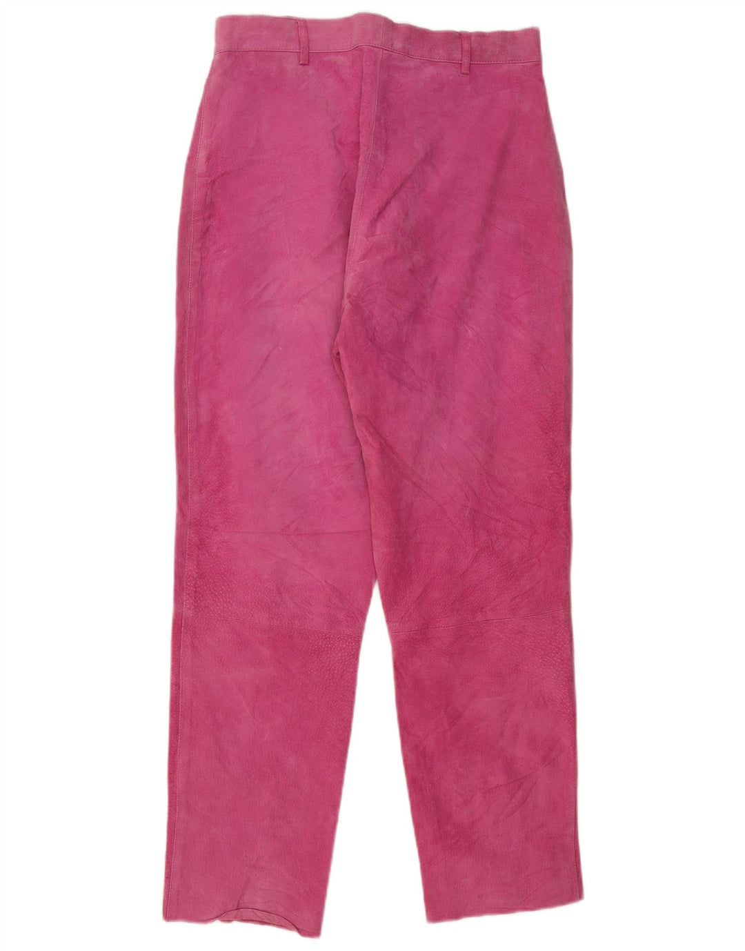 Pantaloni dritti in pelle scamosciata da donna VINTAGE UK 16 Large W30 L29 Pelle rosa